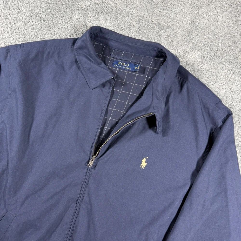 Polo Ralph Lauren Bi-Swing Harrington Jacket‎ Mens 2XB Flannel Lined Navy Blue